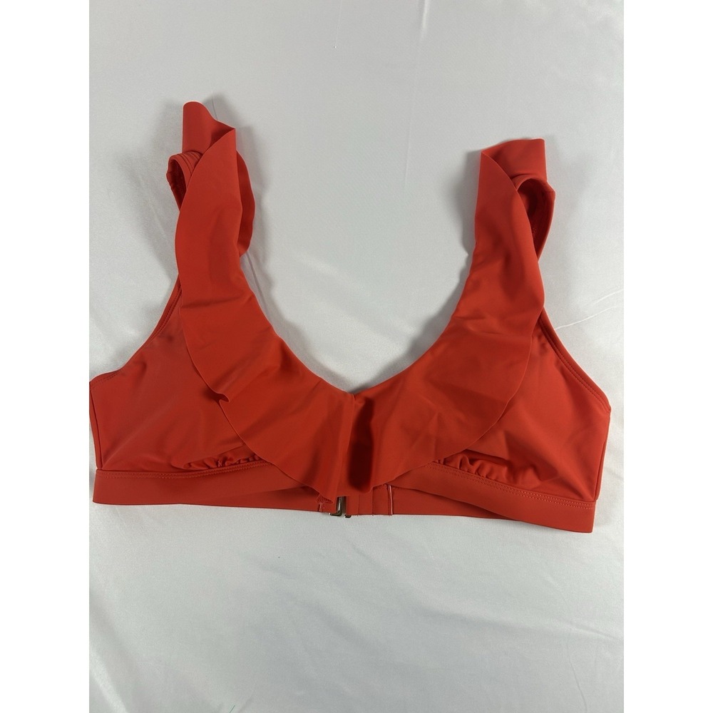 Time And Tru Women's Ruffled Orange Bikini Top Sz L (12-14) Summer Beach Resort